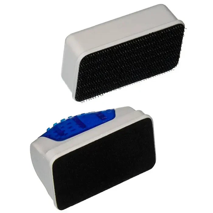 Aquarium Magnet Cleaner — white and blue magnetic algae cleaner with abrasive pad