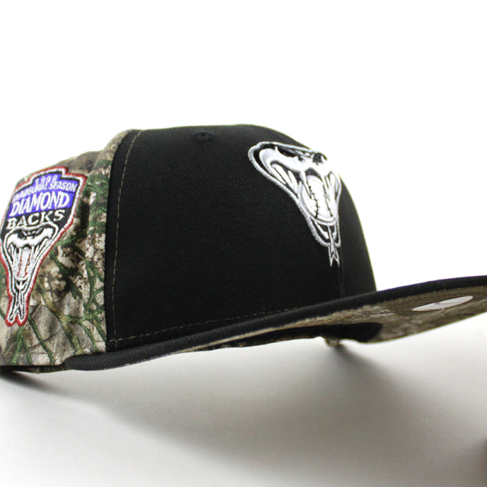 Arizona Diamondbacks 1998 Inaugural Season New Era 59Fifty Fitted Hat (Black And Real Tree Under Brim)