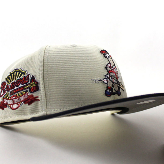 Atlanta Braves BLOOPER Spring Training Patch New Era 59Fifty Fitted Hat (Chrome White Navy Gray Under Brim)