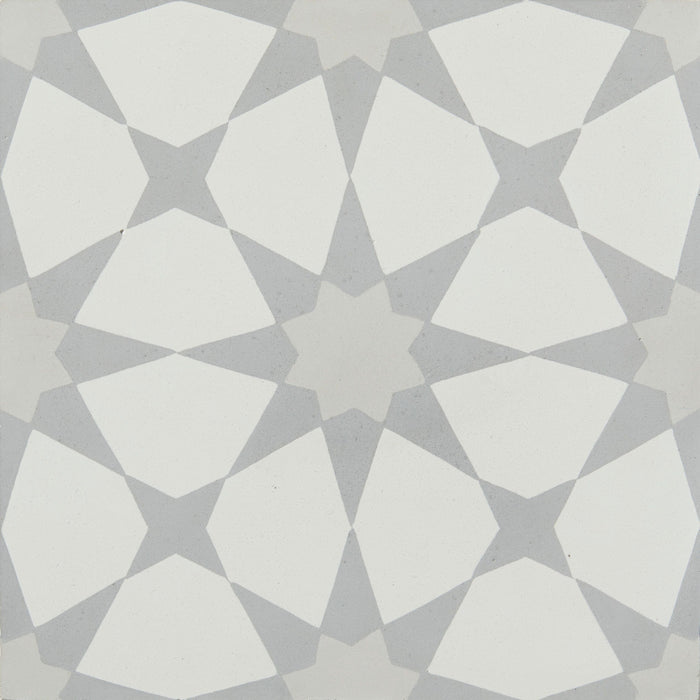 Geometric pattern with white and gray shapes on a gray background
