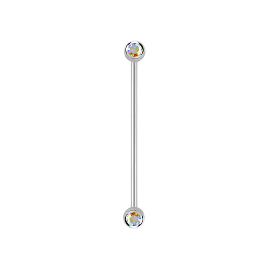 14g Surgical steel Industrial barbell Aurora Borealis 35mm / Surgical Steel / Aurora Borealis Barbell