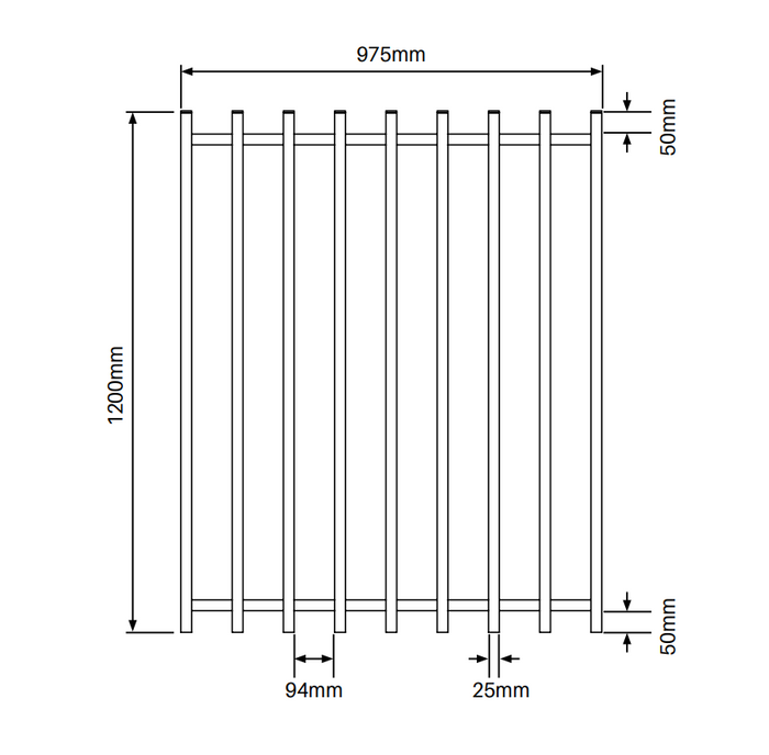 BARR 50 x 25 Aluminium Blade Gate - 1200mm H x 975mm W - White / Black - Pool Safe - Batten Gate - Image 3