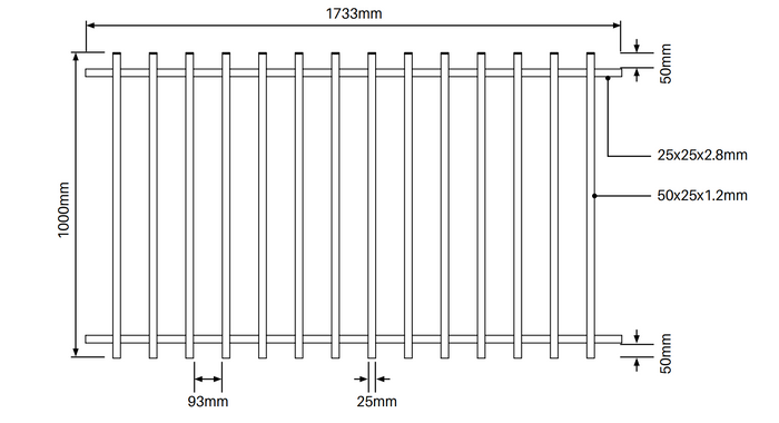 BARR Balustrade panel Aluminium Blade Fence Panel - 1000mm H x 1733mm W - White / Black, Batten Fence - Image 3