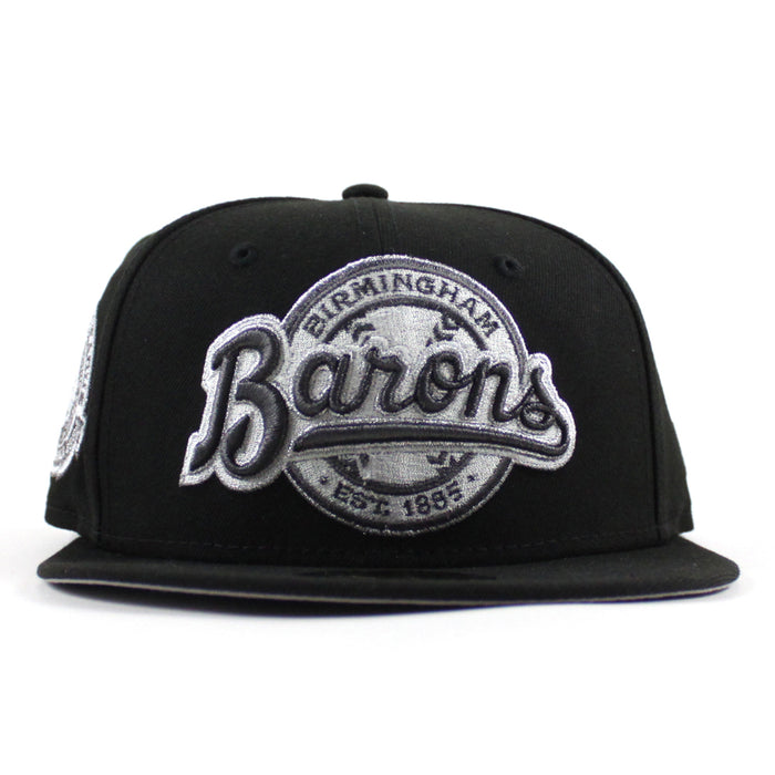 BIRMINGHAM BARONS Southern League New Era 59Fifty Fitted Hat (Metallic Iris Black Gray Under Brim)