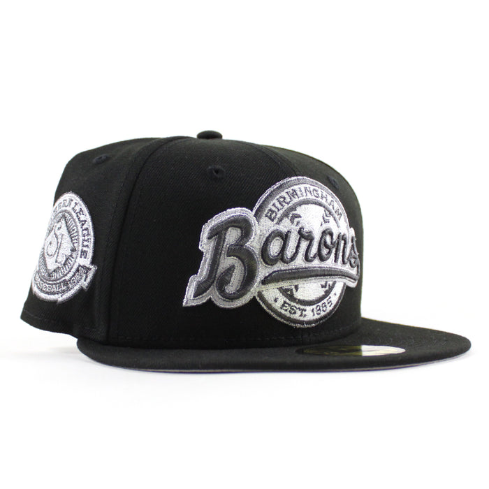 BIRMINGHAM BARONS Southern League New Era 59Fifty Fitted Hat (Metallic Iris Black Gray Under Brim)