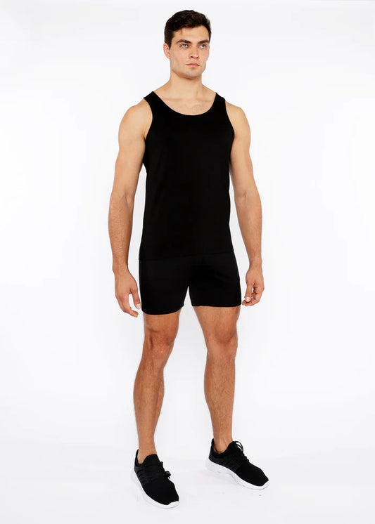 Black Circle Spine Laser Cut Stretch Jersey Tank Top St-20050