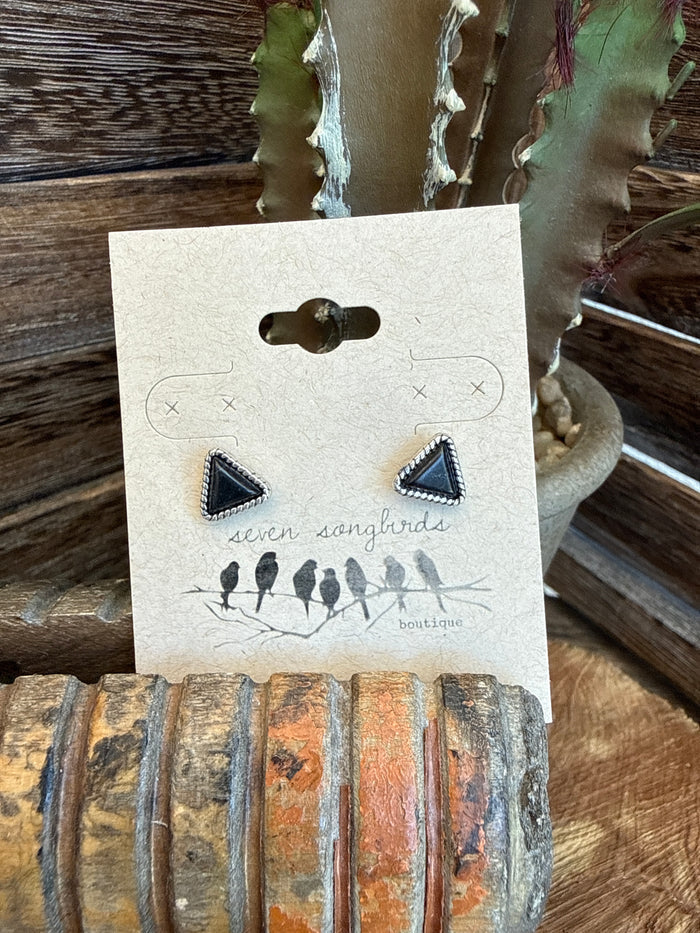 Black Silver Mini Stud Earrings - 5 Styles