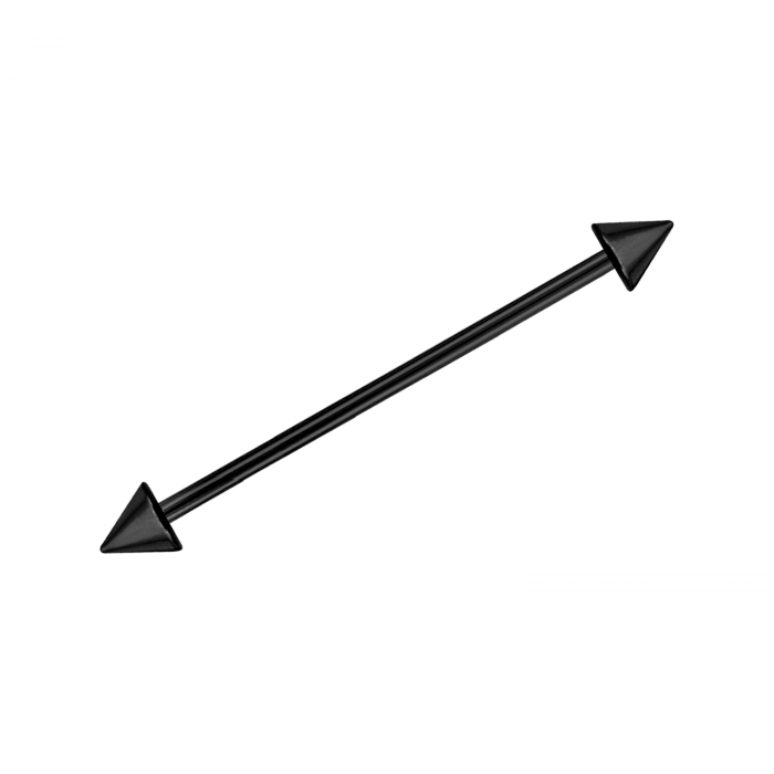 Black Spike Industrial Bar 35mm / Surgical Steel / Black Barbell
