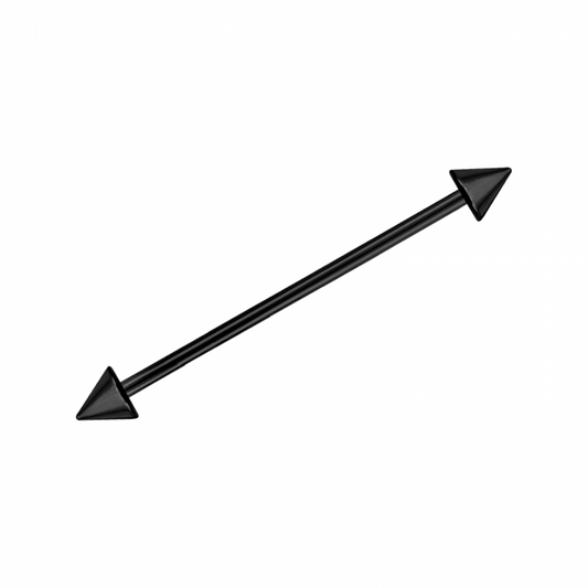 Black Spike Industrial Bar 35mm / Surgical Steel / Black Barbell