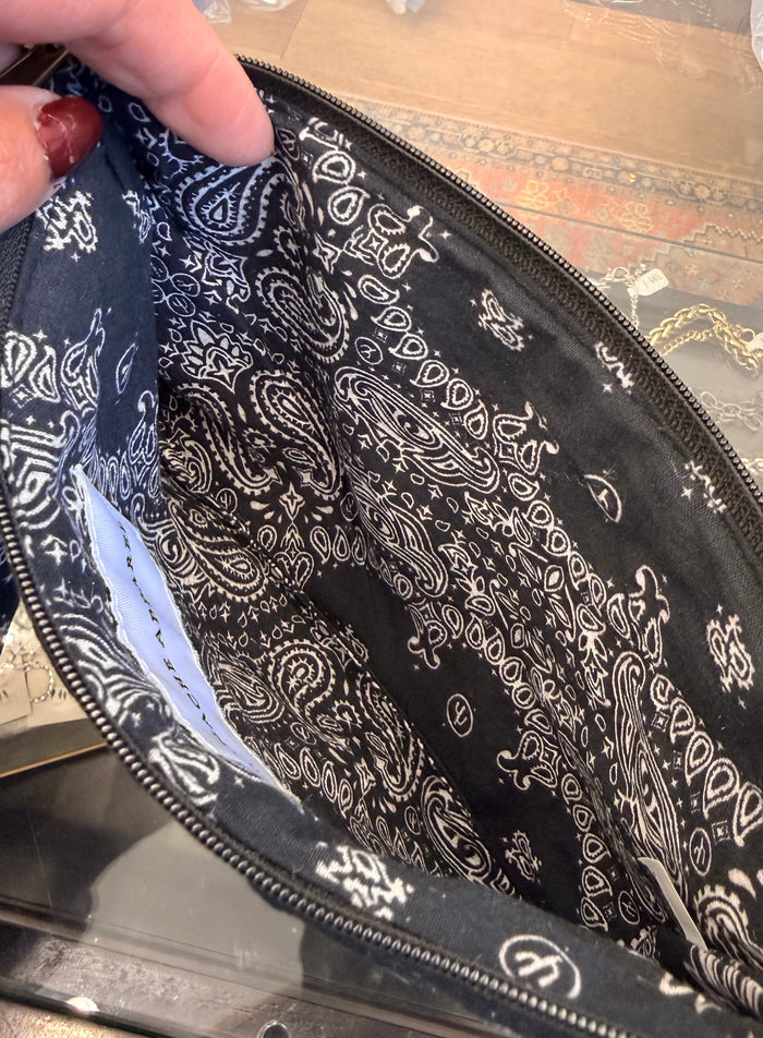 Black & White Bandana Paisley Clutch Purse Makeup Bag