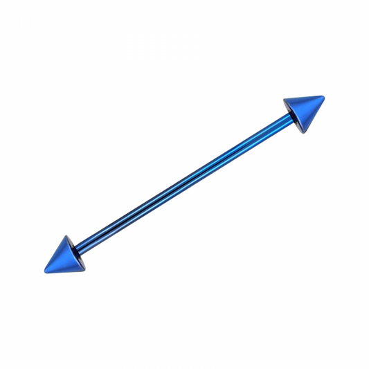 Blue Spike Industrial Bar 35mm / Surgical Steel / Blue Barbell