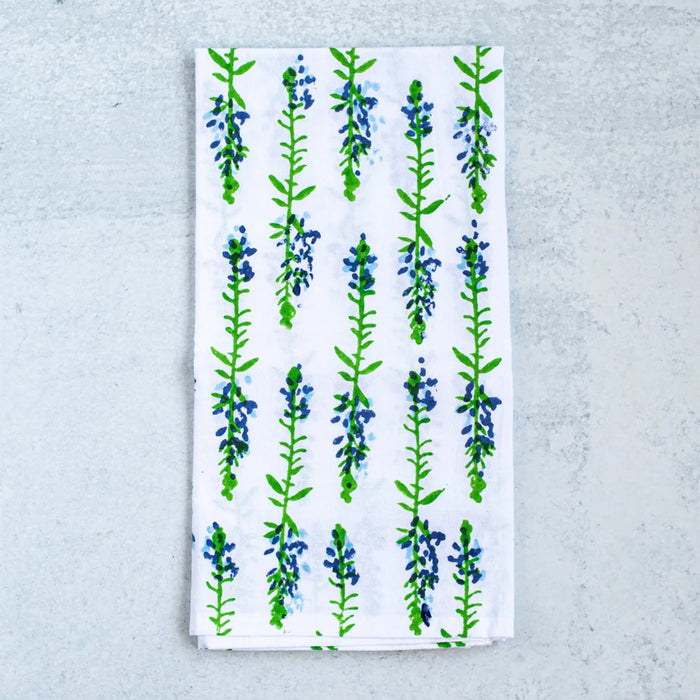 Bluebonnets Block Print Tea Towel
