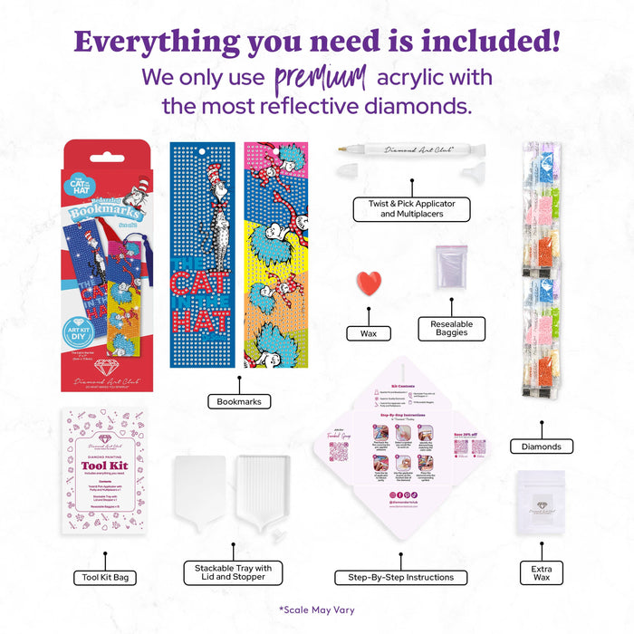 Bookmarks – The Cat in the Hat™ (Set of 2) - Diamond Art Club DIY Kit