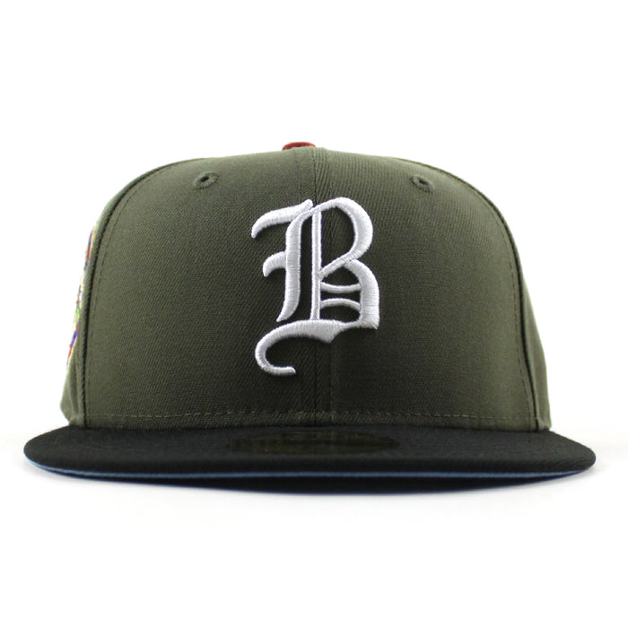 Boston Braves 1942 All Star Game New Era 59Fifty Fitted Hat (Olive Green Black Sky Blue Under Brim)