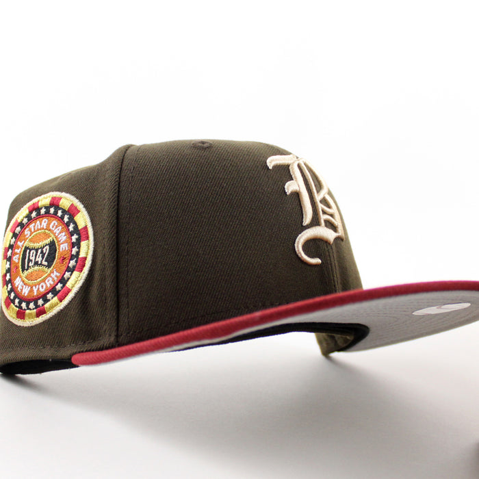 Boston Braves 1942 All Star Game New Era 59Fifty Fitted Hat (Walnut Brown Brick Red Gray Under Brim)