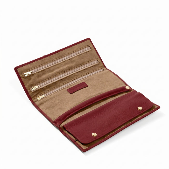 Buckled Jewelry Roll Garnet Red