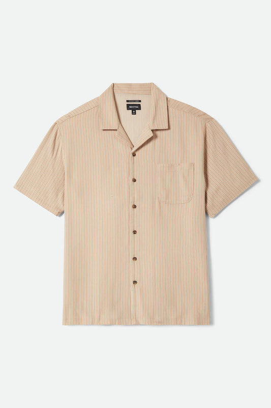 Men's Bunker Slub Short Sleeve Shirt in the color Italian Clay Stripe - Front Product View
