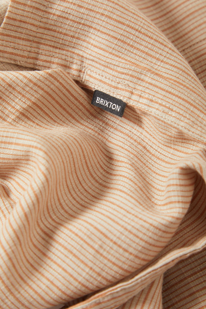 Men's Bunker Slub Short Sleeve Shirt in the color Italian Clay Stripe - Additional Laydown image