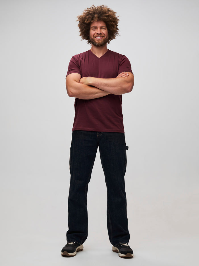 SLIGHT V-NECK FOR STYLE & COMFORT # Style & Comfort | Burgundy V-Necks | Fresh Clean Threads