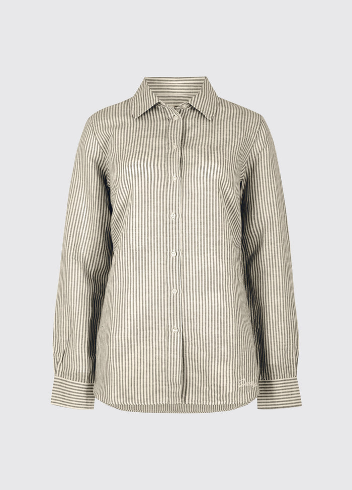 Butterfly Women’s Long Sleeve Linen Shirt - Khaki