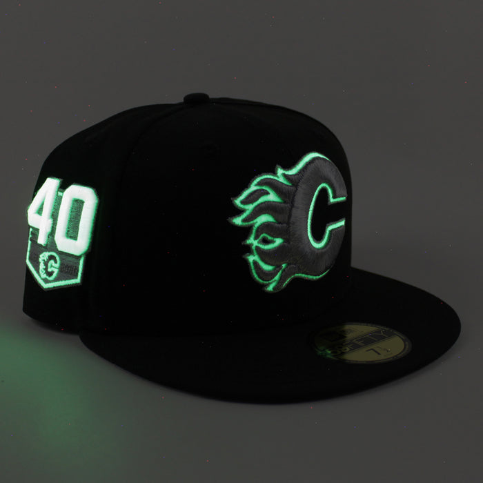 Calgary Flames 40 Years Patch New Era 59Fifty Fitted Hat (Black Gray Under Brim)