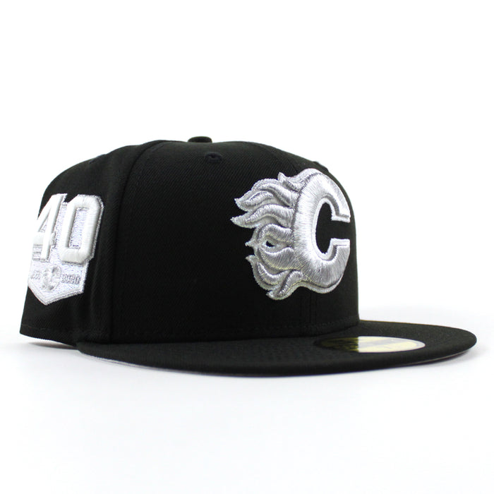 Calgary Flames 40 Years Patch New Era 59Fifty Fitted Hat (Black Gray Under Brim)