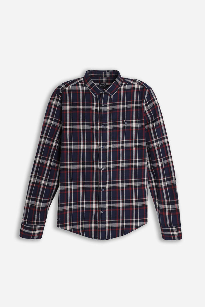 CAMICIA A QUADRI FLANELLA F BLU