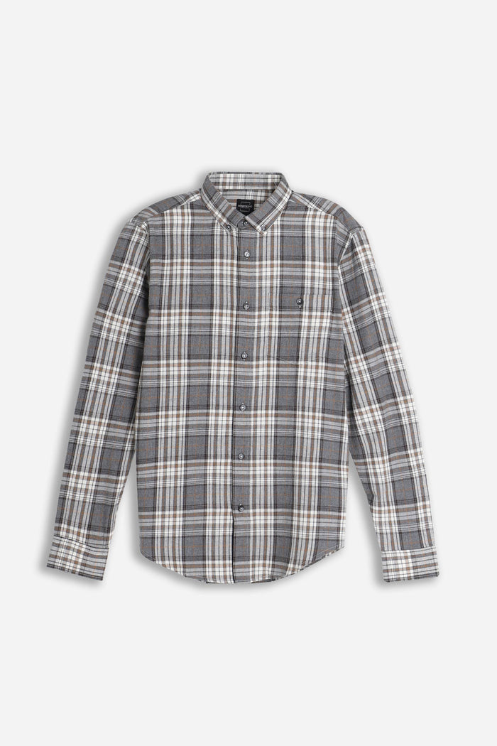CAMICIA A QUADRI FLANELLA F GRIGIO