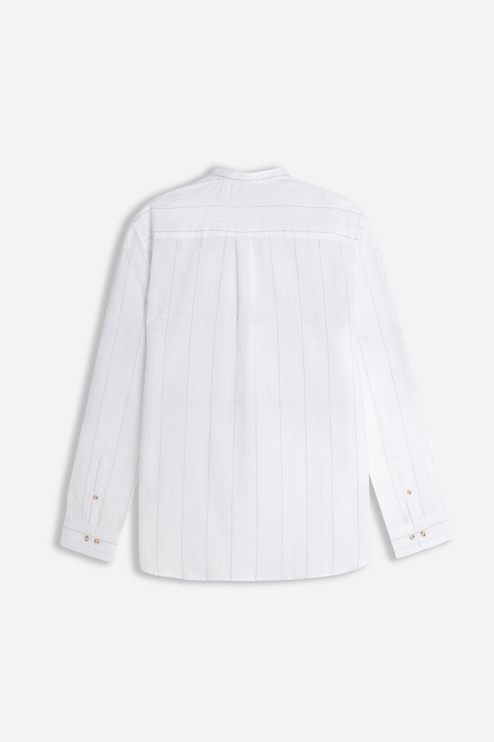 CAMICIA COLLO COREANO COTONE SLUB BEIGE