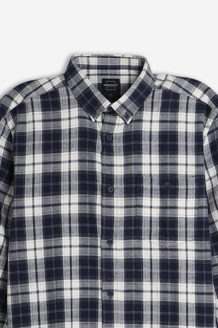 CAMICIA CON QUADRI FLANELLA F BLU