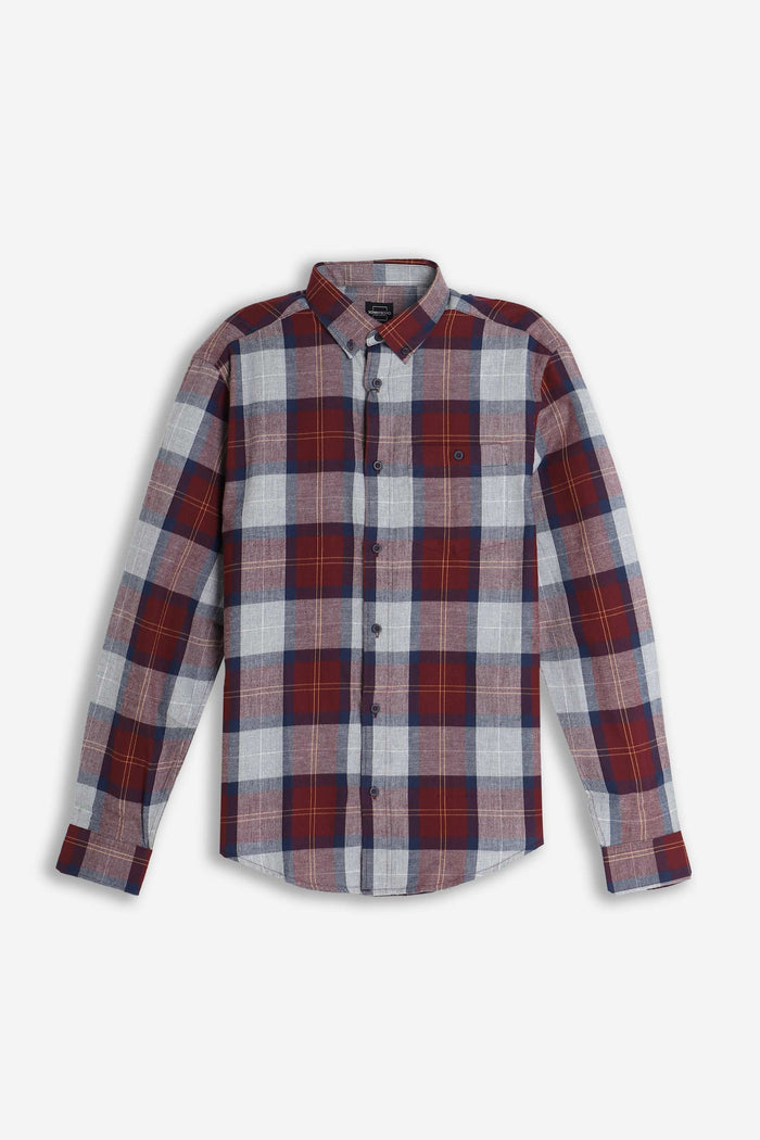 CAMICIA CON QUADRI FLANELLA F BORDEAUX