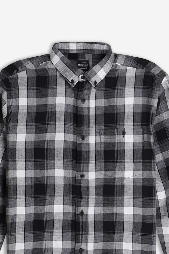 CAMICIA CON QUADRI FLANELLA F NERO