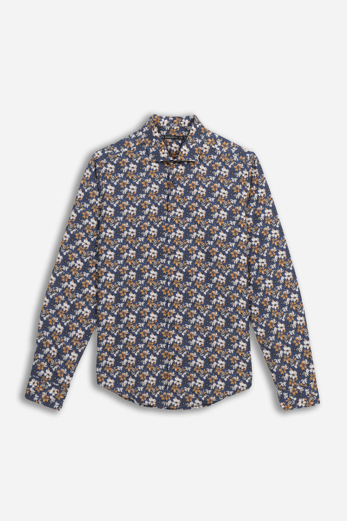 CAMICIA FANTASIA STRETCH BLU - Sonnybono