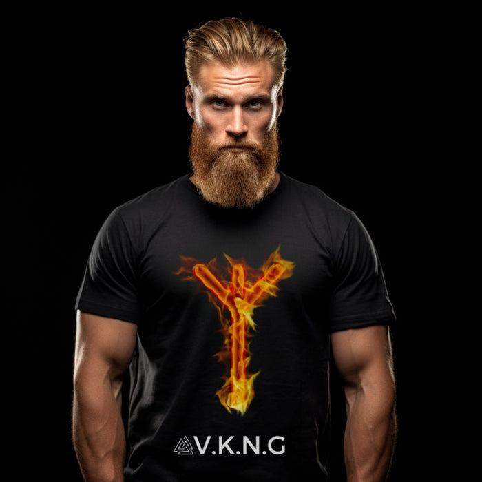 Printify T-Shirt Algiz Flaming Rune V.K.N.G™ T-shirt