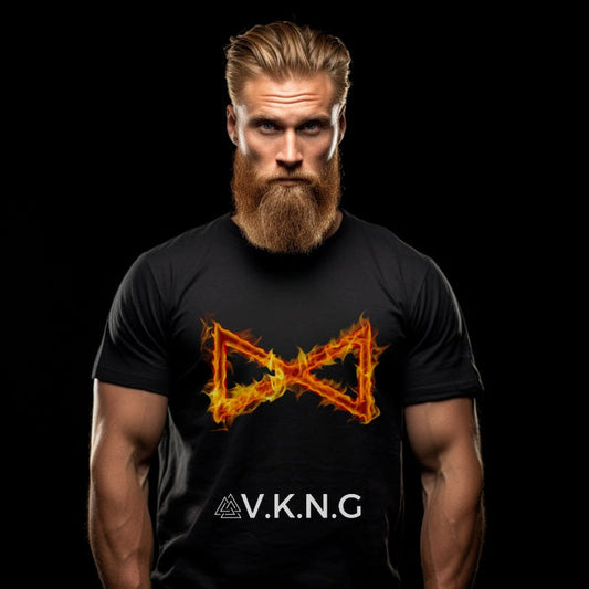 Printify T-Shirt Dagaz Flaming Rune V.K.N.G™ T-shirt