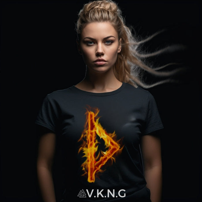 Printify T-Shirt Thurisaz Flaming Rune V.K.N.G™ T-shirt Girly Cut