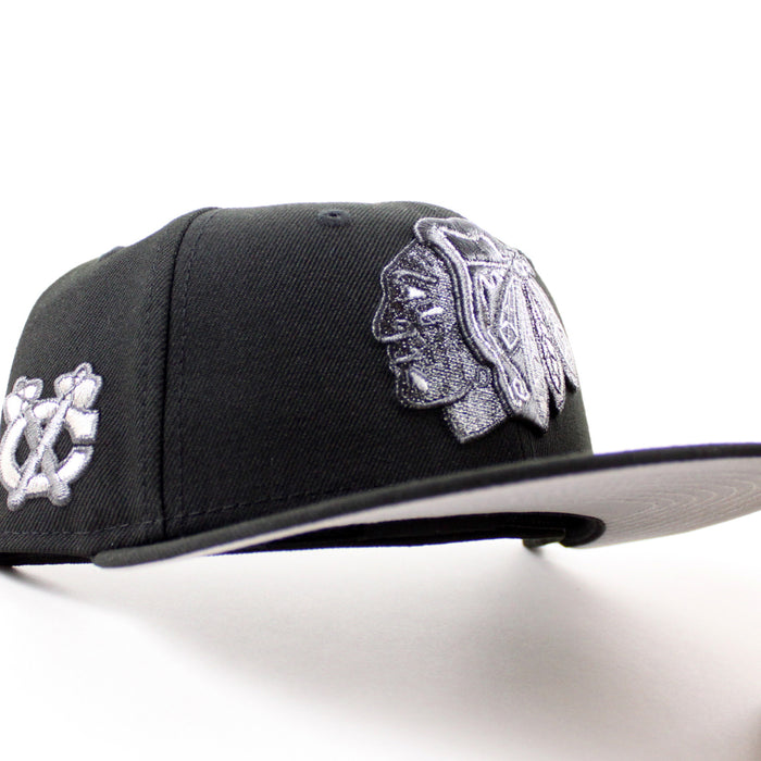 Chicago Blackhawks Black Hawks Logo New Era 59Fifty Fitted Hat (Black Gray Under brim)