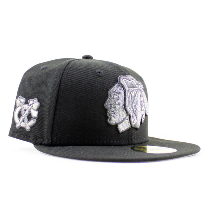 Chicago Blackhawks Black Hawks Logo New Era 59Fifty Fitted Hat (Black Gray Under brim)