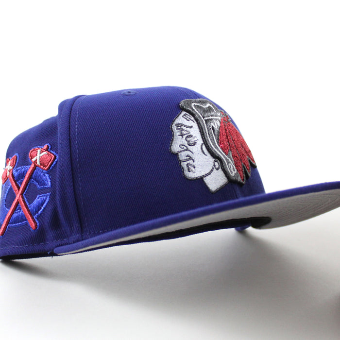 Chicago Blackhawks BlackHawks Patch New Era 59Fifty Fitted Hat (Royal Blue Gray Under brim)