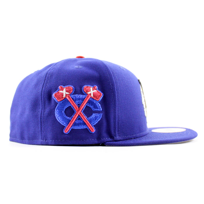 Chicago Blackhawks BlackHawks Patch New Era 59Fifty Fitted Hat (Royal Blue Gray Under brim)
