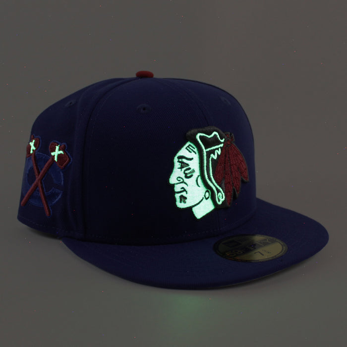 Chicago Blackhawks BlackHawks Patch New Era 59Fifty Fitted Hat (Royal Blue Gray Under brim)