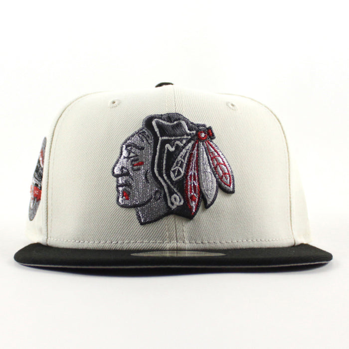 Chicago Blackhawks Chicago Stadium Patch New Era 59Fifty Fitted Hat (Chrome White Black Gray Under brim)