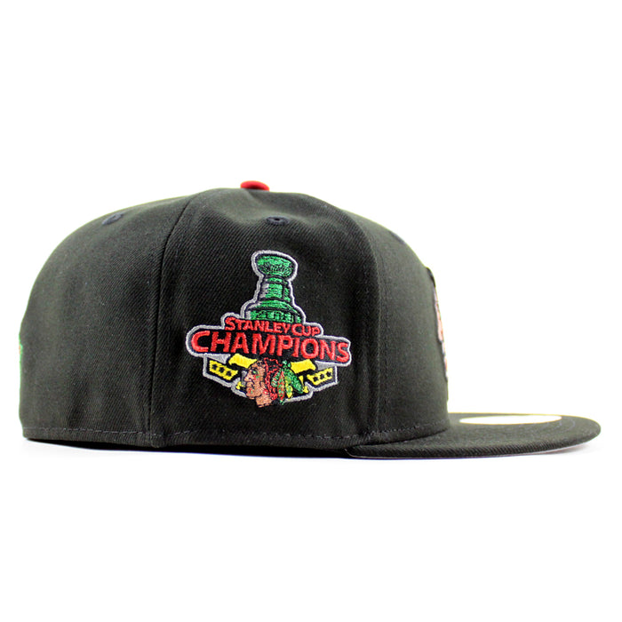 Chicago Blackhawks Stanley Cup Champions New Era 59Fifty Fitted Hat (Black Gray Under brim)