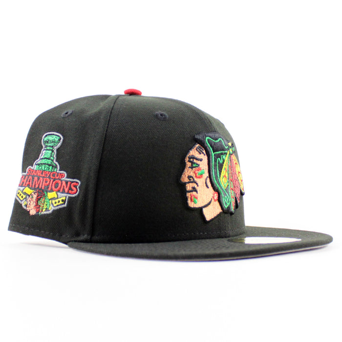 Chicago Blackhawks Stanley Cup Champions New Era 59Fifty Fitted Hat (Black Gray Under brim)