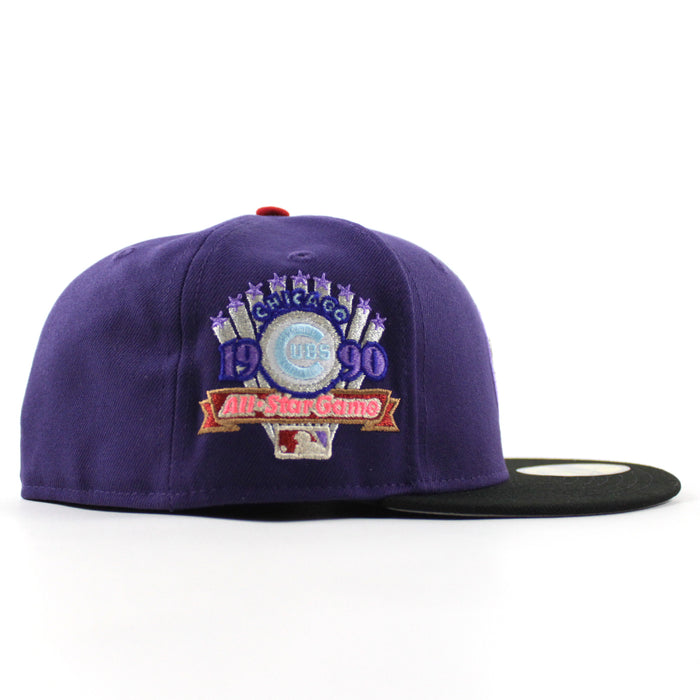 Chicago Cubs 1990 All Star Game New Era 59Fifty Fitted Hat (Purple Black Gray Under Brim)