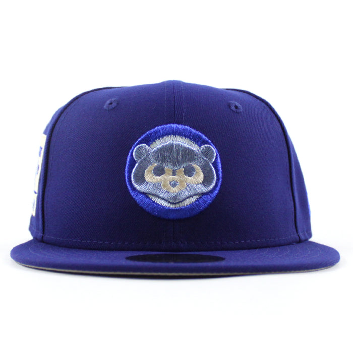 Chicago Cubs be Alert For Foul Balls New Era 59Fifty Fitted Hat (Dark Royal Blue Gray Under Brim)