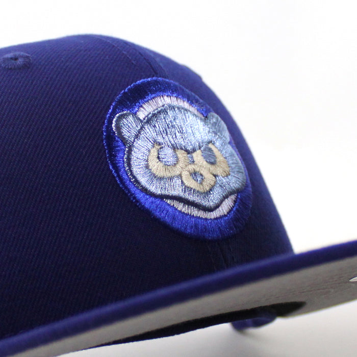Chicago Cubs be Alert For Foul Balls New Era 59Fifty Fitted Hat (Dark Royal Blue Gray Under Brim)