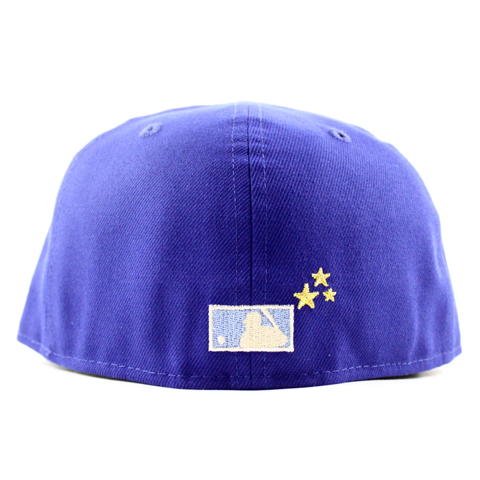 Chicago Cubs be Alert For Foul Balls New Era 59Fifty Fitted Hat (Dark Royal Blue Gray Under Brim)