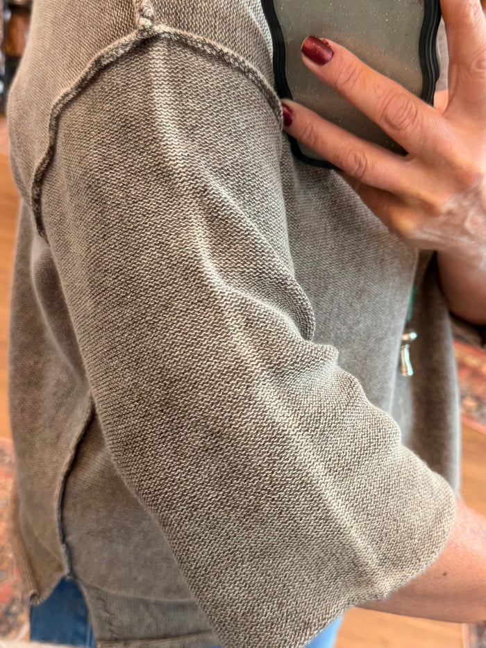 Chocolate Cotton 3/4 Sleeve Sweater