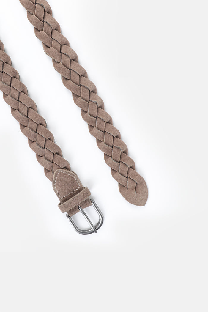 CINTURA INTRECCIATA EFFETTO CAMOSCIO TORTORA - Sonnybono